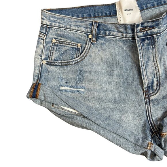 One Teaspoon Hendrixe Bandits Distressed Denim Shorts Size 32 NWT $110 - Picture 2 of 11